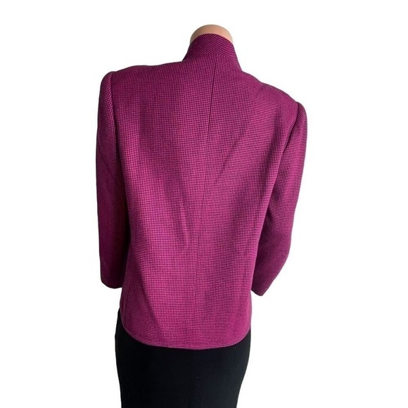 VTG Nina Ricci‎ Boutique Paris Wool Blazer US 6 Magenta Black Double Breasted - Picture 6 of 9
